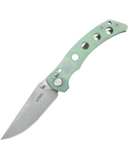 Kubey Hound Crossbar Lock Stonewash 14C28N Sandvik Stainless Steel Jade G10 Handle