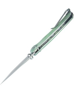 Kubey Hound Crossbar Lock Stonewash 14C28N Sandvik Stainless Steel Jade G10 Handle