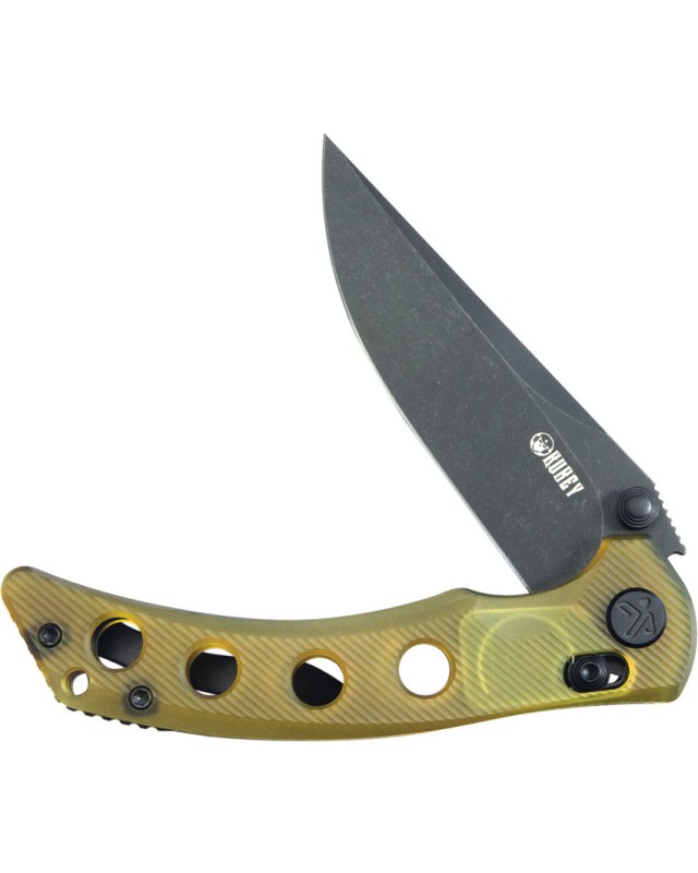 Kubey Hound Crossbar Lock Blackwash 14C28N Sandvik Steel Blade Ultem Handle