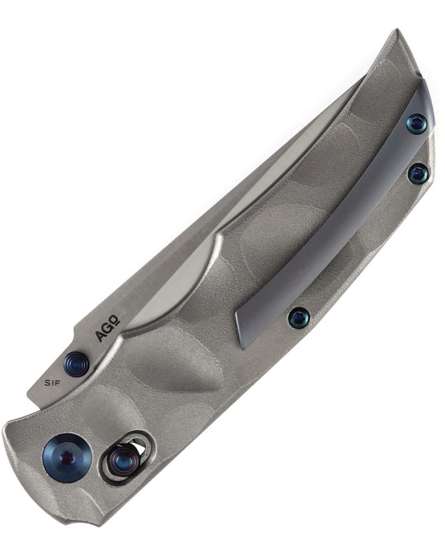 Kansept SIF Crossbar Lock Satin CPM S35VN Steel Blade Orange Peel Titanium Handle