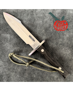 Randall Made Knives 1990 Astro Full Tang Stainless steel nickel silver hilt black micarta handle brown leather sheath
