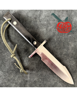 Randall Made Knives 1990 Astro Full Tang Stainless steel nickel silver hilt black micarta handle brown leather sheath