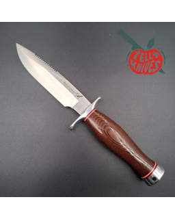 Blackjack Knives Model 15 Jet Pilot Survival A2 tool steel blade sawteeth brown micarta handle black leather sheath