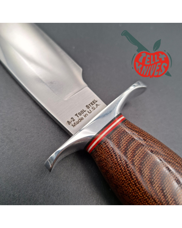 Blackjack Knives Model 15 Jet Pilot Survival A2 tool steel blade sawteeth brown micarta handle black leather sheath