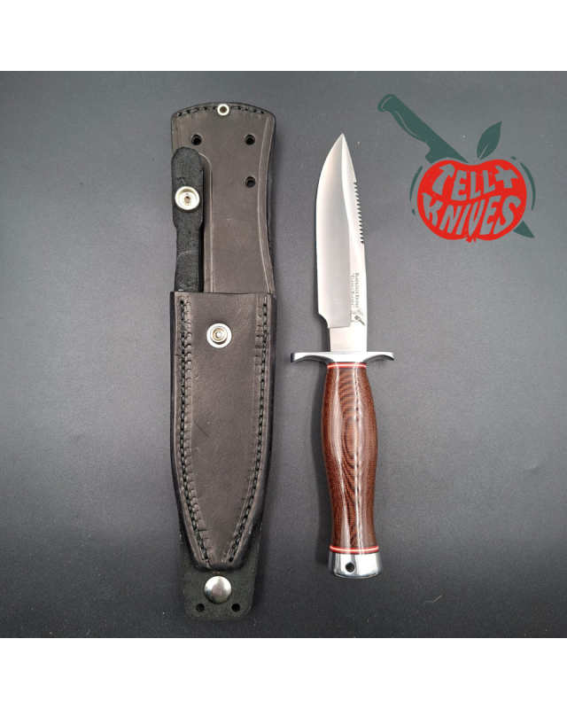 Blackjack Knives Model 15 Jet Pilot Survival A2 tool steel blade sawteeth brown micarta handle black leather sheath