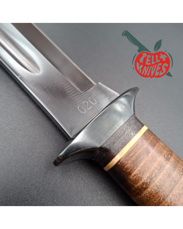 BÖKER HATTORI 2003 USMC Force Recon fighting Knife gun blued SK5 carbon steel stacked leather handle only 300 made