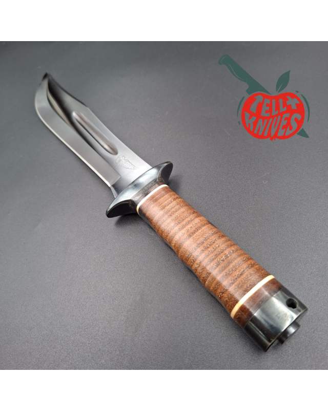 BÖKER HATTORI 2003 USMC Force Recon fighting Knife gun blued SK5 carbon steel stacked leather handle only 300 made