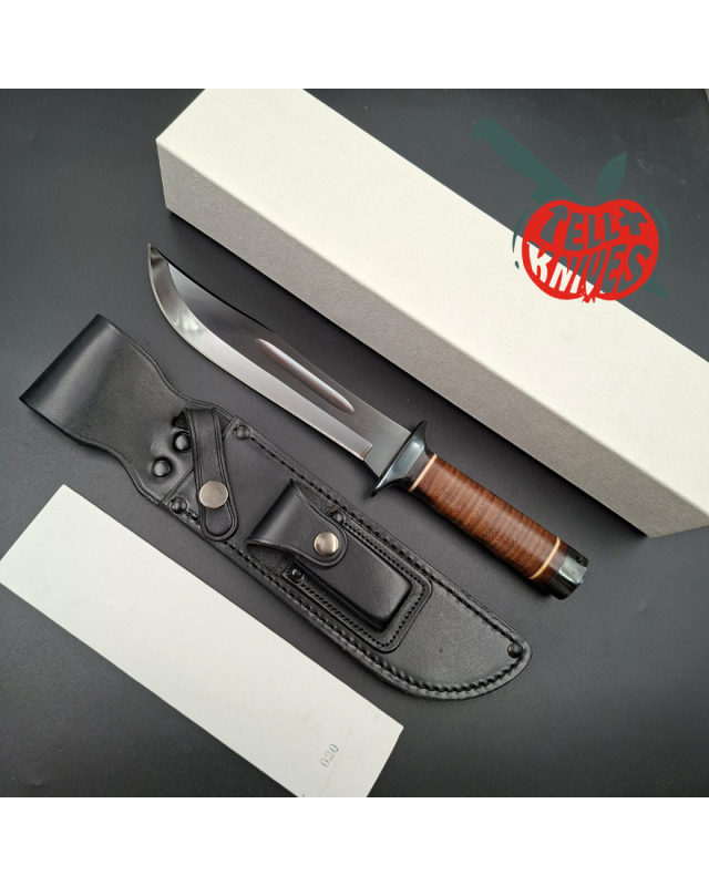 BÖKER HATTORI 2003 USMC Force Recon fighting Knife gun blued SK5 carbon steel stacked leather handle only 300 made