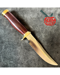 Randall Made Knives Model 12-6 Little Bear forged carbon steel brass guard and pommel maroon micarta handle