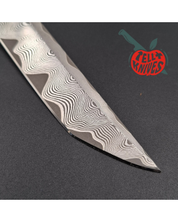 Sergey Shidlovskiy Custom Knives Mini Tanto ELMAX laminate steel polished Black G10 handle black leather sheath