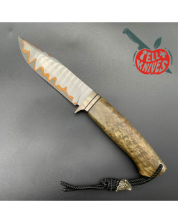 Sergey SHIDLOVSKIY - Brown Pirate Copper - laminate D2, 154CM & copper blade brown carelian birch wood brown leather she