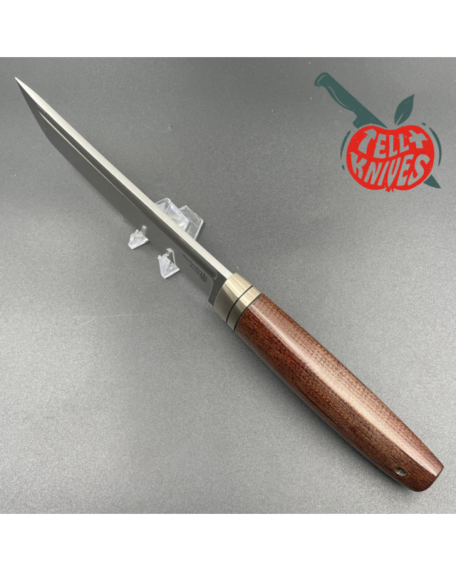 Sergey Shidlovskiy Custom Knives Model Blood Tanto forged Bohler N690 stainless steel silver nickel guard canva micarta 