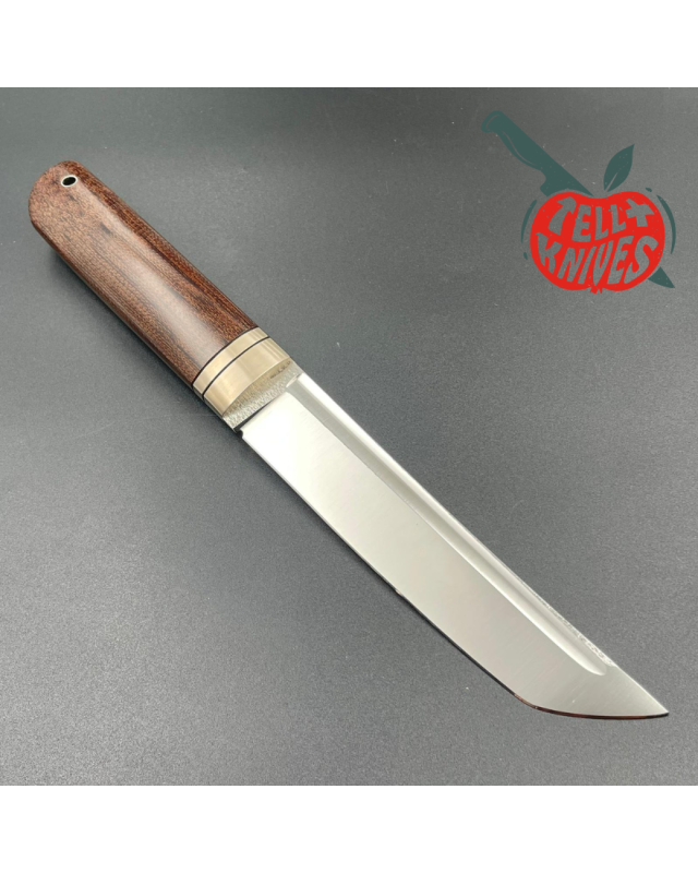 Sergey Shidlovskiy Custom Knives Model Blood Tanto forged Bohler N690 stainless steel silver nickel guard canva micarta 