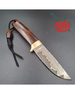 Sergey Shidlovskiy Custom Knives Model Dandy Small M390 laminate steel Ironwood handle brown leather sheath