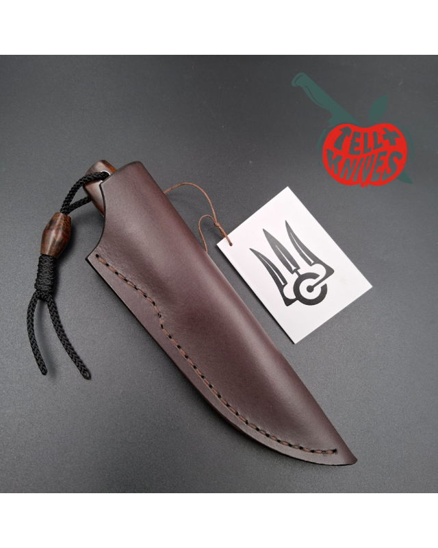 Sergey Shidlovskiy Custom Knives Model Dandy Small M390 laminate steel Ironwood handle brown leather sheath