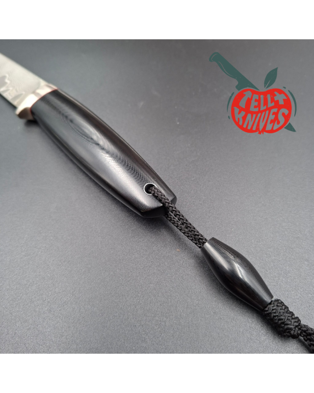 Sergey Shidlovskiy Custom Knives Model Dandy Medium M390 laminate steel polished Black G10 handle black leather sheath