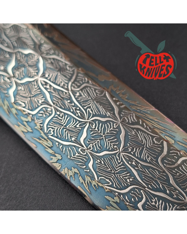 Sergey Shidlovskiy Custom Knives Model HULK Mosaic Damascus blade fossilized green mammoth handle