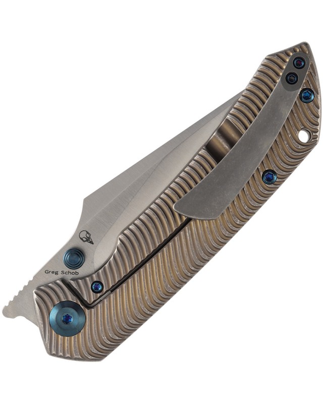 Kansept Fenrir Framelock Satin CPM S35VN Steel Blade Bronze Titanium Handle