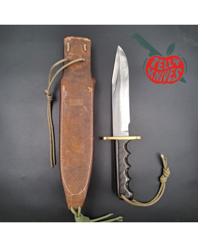 Randall Made Knives Vietnam Era Model 14 7.5 Attack full tang forged carbon steel brass guard black micarta handle