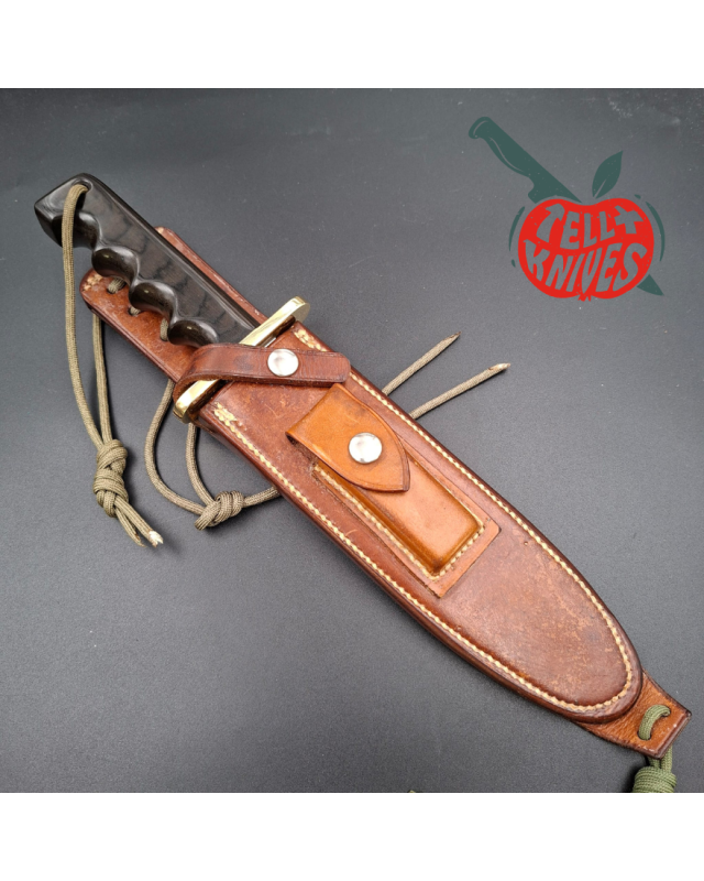 Randall Made Knives Vietnam Era Model 14 7.5 Attack full tang forged carbon steel brass guard black micarta handle