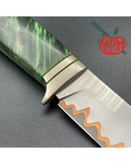 Sergey SHIDLOVSKIY - Green Pirate Copper - laminate D2, 154CM & copper blade green carelian birch wood black leather she