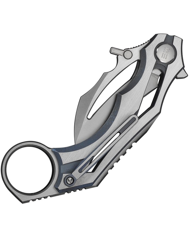 We Knife Cryonix Nested Stonewash Satin Bohler M390 Steel Blade Black Satin Titanium Handle