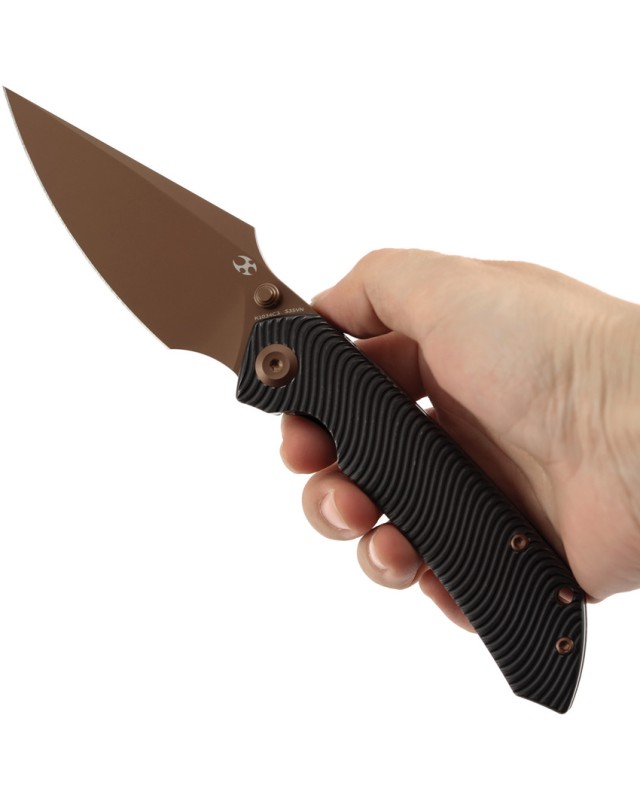 Kansept Fenrir Framelock Rose Gold Finish CPM S35VN Steel Blade Blackwash Titanium Handle