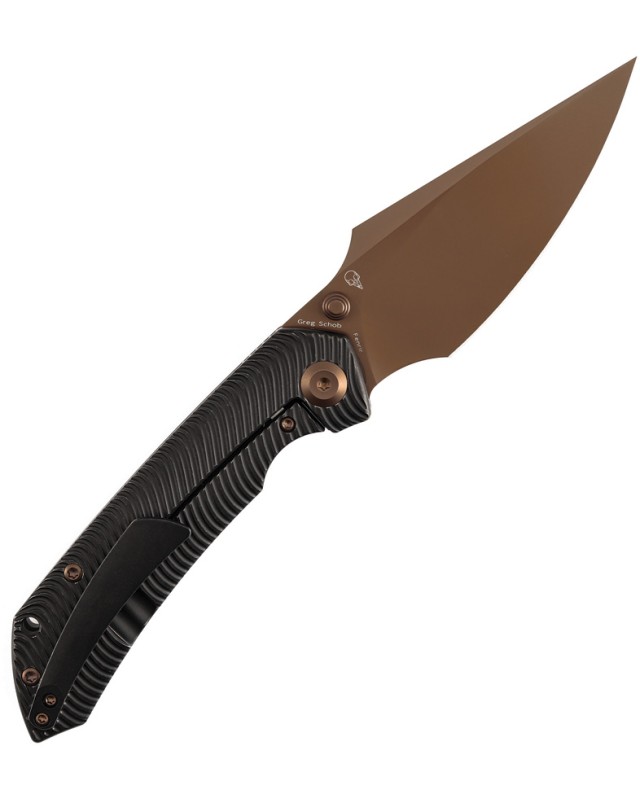 Kansept Fenrir Framelock Rose Gold Finish CPM S35VN Steel Blade Blackwash Titanium Handle