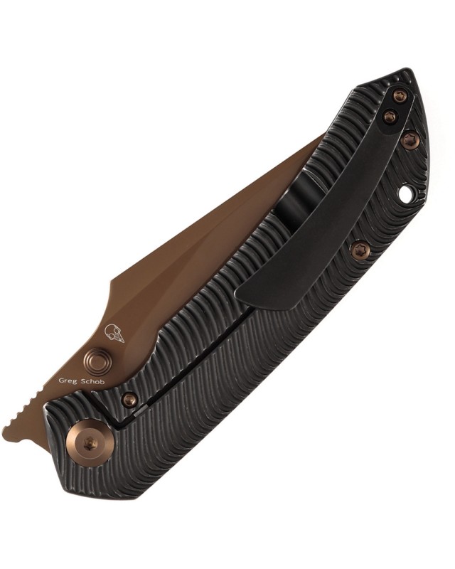 Kansept Fenrir Framelock Rose Gold Finish CPM S35VN Steel Blade Blackwash Titanium Handle