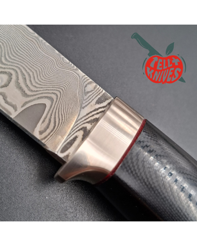 Sergey Shidlovskiy Custom Knives Model Dandy Medium M390 laminate steel polished Black G10 handle black leather sheath