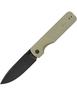 Oknife Duron Framelock Black PVD Nitro V Steel Blade Green Anodized Aluminium Handle