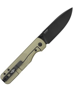 Oknife Duron Framelock Black PVD Nitro V Steel Blade Green Anodized Aluminium Handle