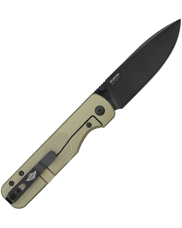 Oknife Duron Framelock Black PVD Nitro V Steel Blade Green Anodized Aluminium Handle