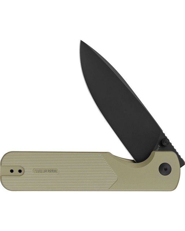 Oknife Duron Framelock Black PVD Nitro V Steel Blade Green Anodized Aluminium Handle