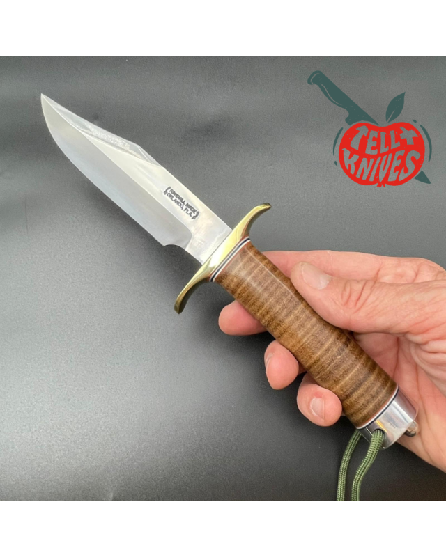 Randall Model 15 Airman Carbon Steel Stacked Leather Handle Brass Guard Duralumin Pommel Braun Leather Sheath