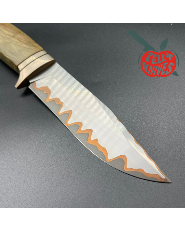 Sergey SHIDLOVSKIY - Brown Pirate Copper - laminate D2, 154CM & copper blade brown carelian birch wood brown leather she