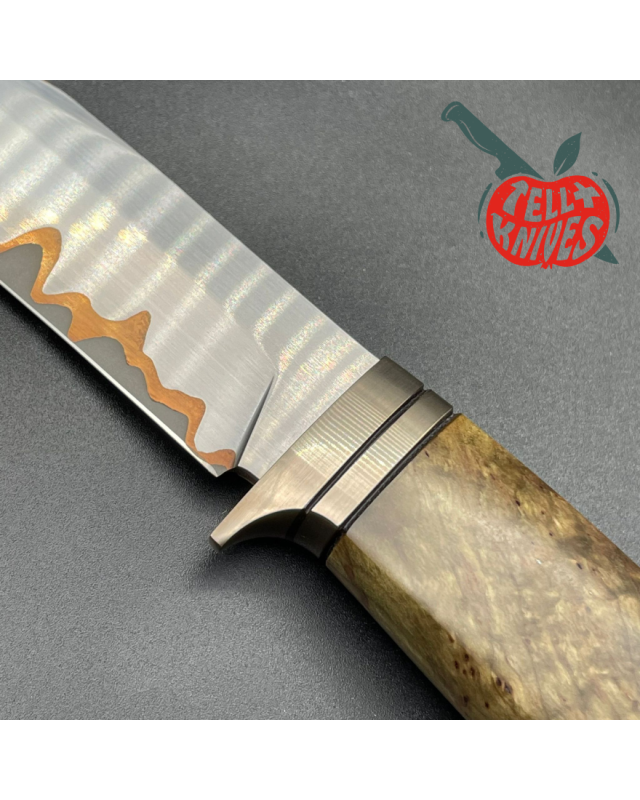 Sergey SHIDLOVSKIY - Brown Pirate Copper - laminate D2, 154CM & copper blade brown carelian birch wood brown leather she