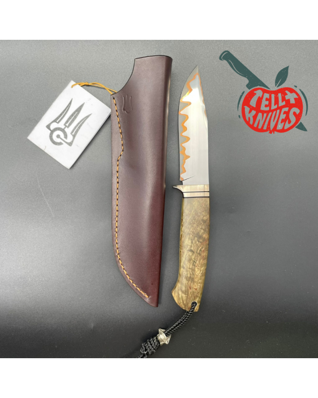 Sergey SHIDLOVSKIY - Brown Pirate Copper - laminate D2, 154CM & copper blade brown carelian birch wood brown leather she