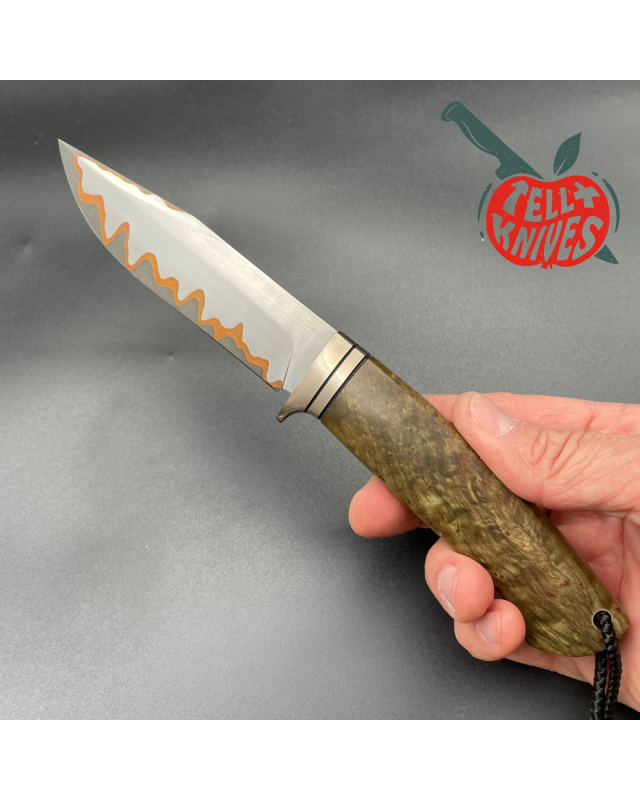 Sergey SHIDLOVSKIY - Brown Pirate Copper - laminate D2, 154CM & copper blade brown carelian birch wood brown leather she