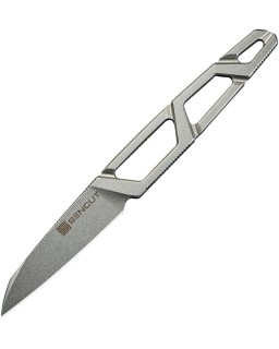 SENCUT TEXO Neck Knife Stonewash finish full tang 9Cr18MoV stainless steel black kydex sheath