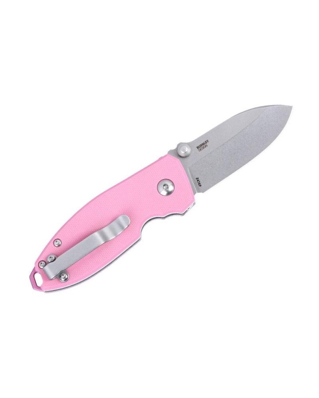 CRKT Squid Button Lock Folding Knife 14C28N Steel Pink G10 Handle