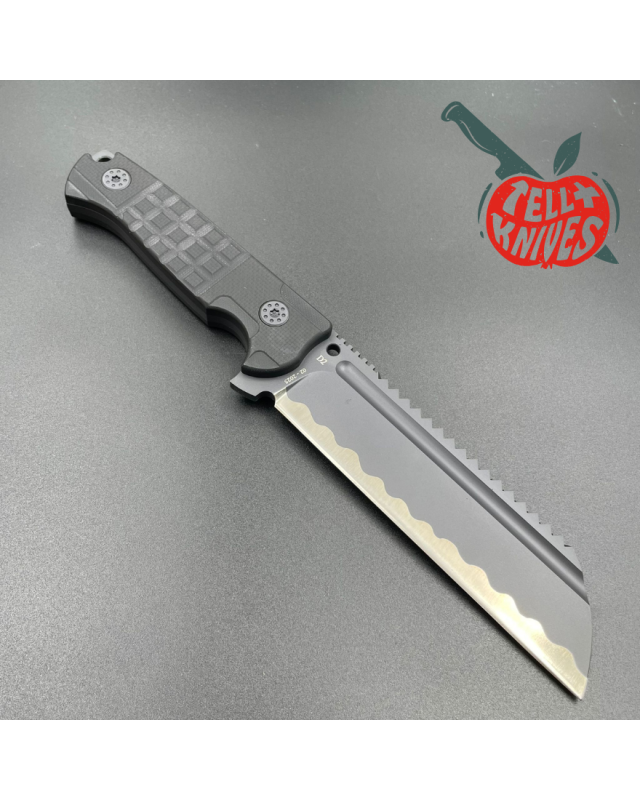 ADV Tactical SAW Butcher survival fixed blade knife full tang D2 steel black finish G10 handle saw teeth black kydex she