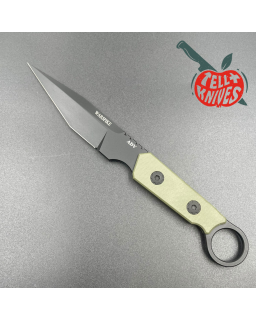 ADV Tactical Warspike fixed blade full tang D2 steel black finish OD Green G10 handle finger ring kydex sheath