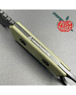 ADV Tactical Warspike fixed blade full tang D2 steel black finish OD Green G10 handle finger ring kydex sheath