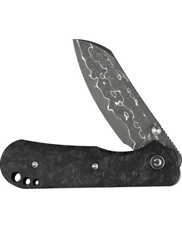 Civivi Crabby Folding Knife CIVC240553 Damas Steel Black Carbon Fiber Handle