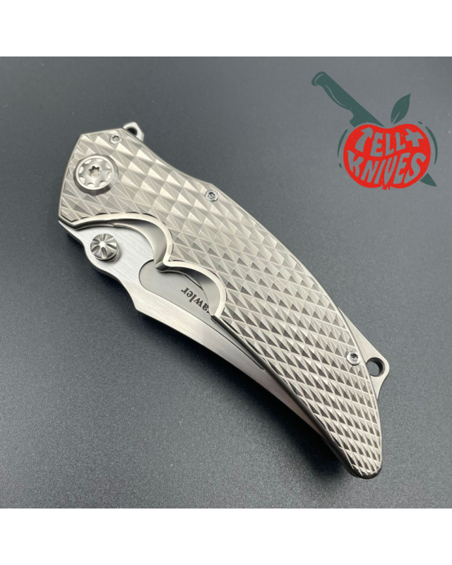 ADV Tactical Brawler M390 steel satin finish blade 3D diamond milling titanium handle flipper
