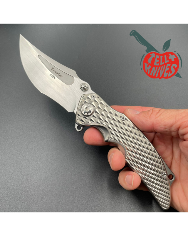 ADV Tactical Brawler M390 steel satin finish blade 3D diamond milling titanium handle flipper