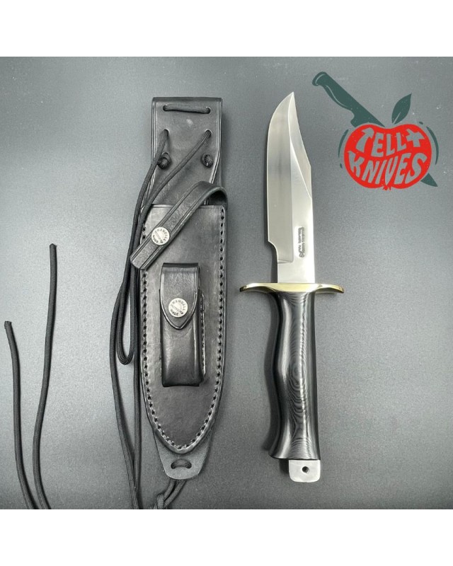 Randall Buxton Fighter Full Tang Stainless steel brass guard black micarta handle black leather sheath