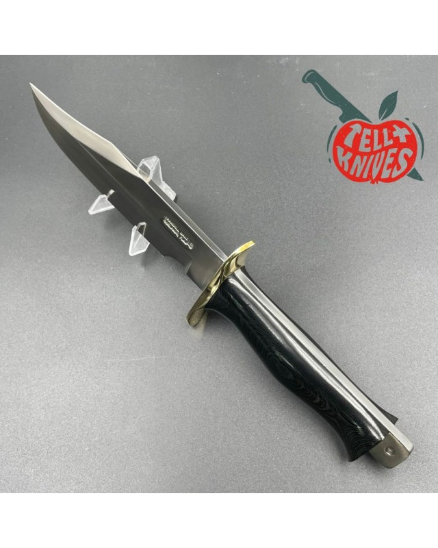 Randall Buxton Fighter Full Tang Stainless steel brass guard black micarta handle black leather sheath