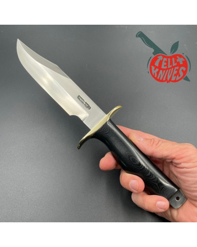 Randall Buxton Fighter Full Tang Stainless steel brass guard black micarta handle black leather sheath